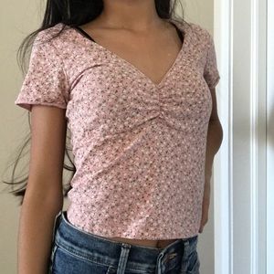 pink/white/green floral brandy gina top